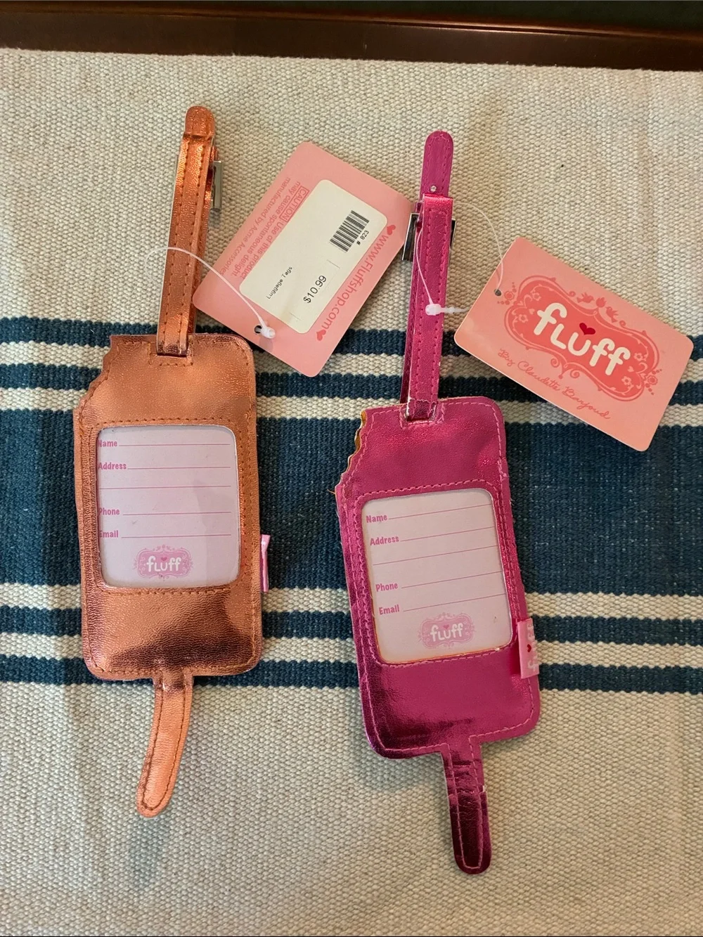 fluff Metallic Popsicle Luggage Tag Duo - Pink & Copper